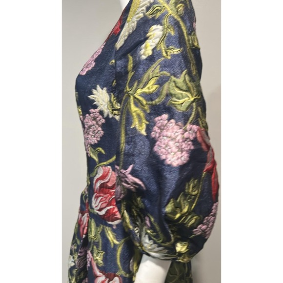 Teri Jon Floral Jacquard Puff-Sleeve Cocktail Dress Size 2 NWT - Picture 8 of 10